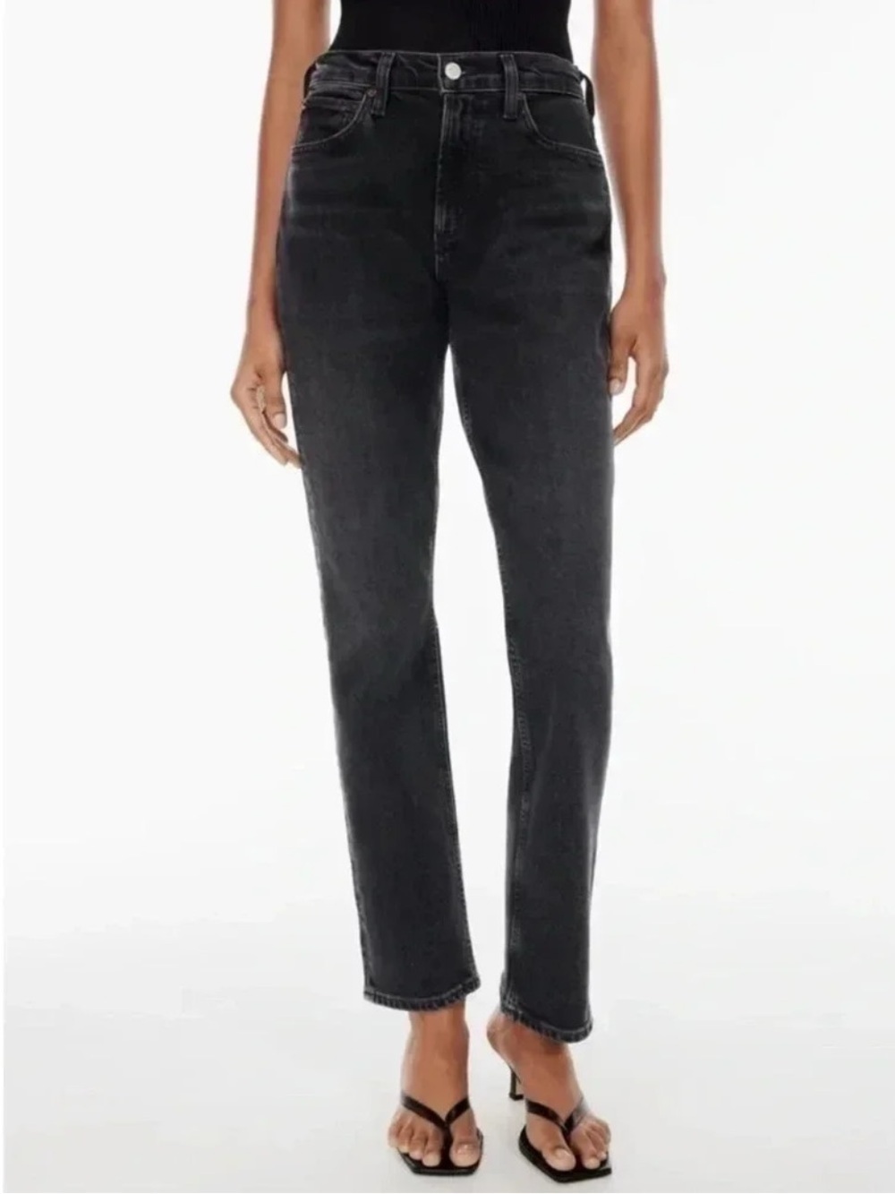 AGOLDE Low Rise Straight-Leg Jeans Black Lyle 25